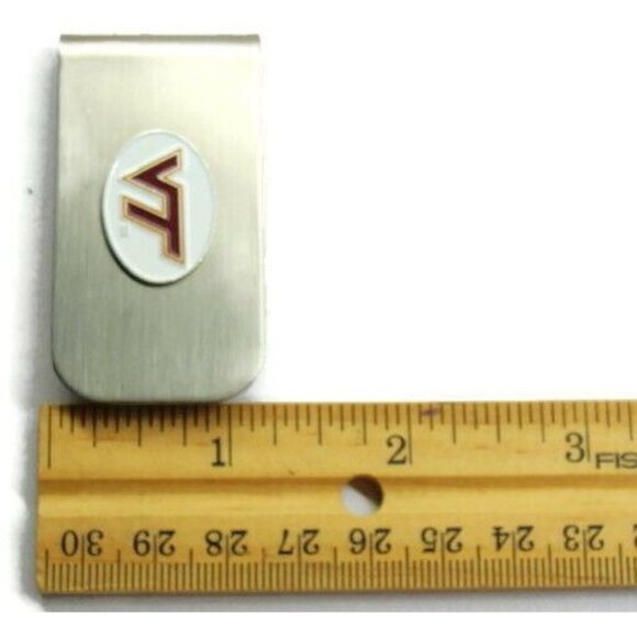 VT Virginia Tech Bottle Cap Opener SilverT Cash Holder Wallet Vintage Money Clip - Picture 4 of 6